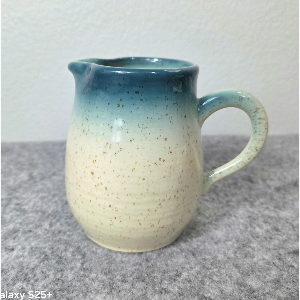Franciscan Pottery Blue Ombre Speckled Creamer Pitcher USA Ceramic 4.5x5 in.